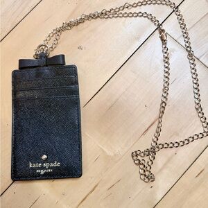 Kate Spade Black Card Holder with Gold Chain